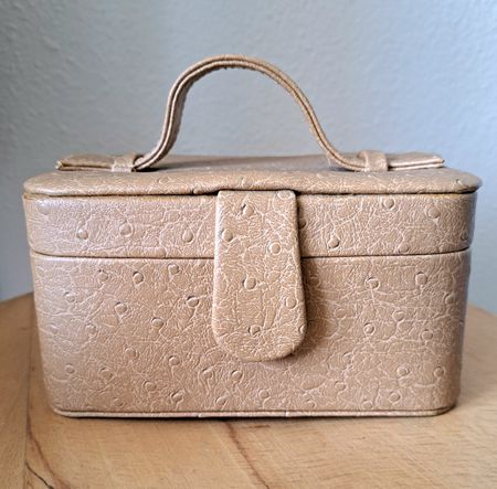 Beauty Case vintage style cuir d´autruche