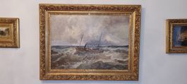 Tableau signé "Emile Godchaux", navire en mer.  19ème