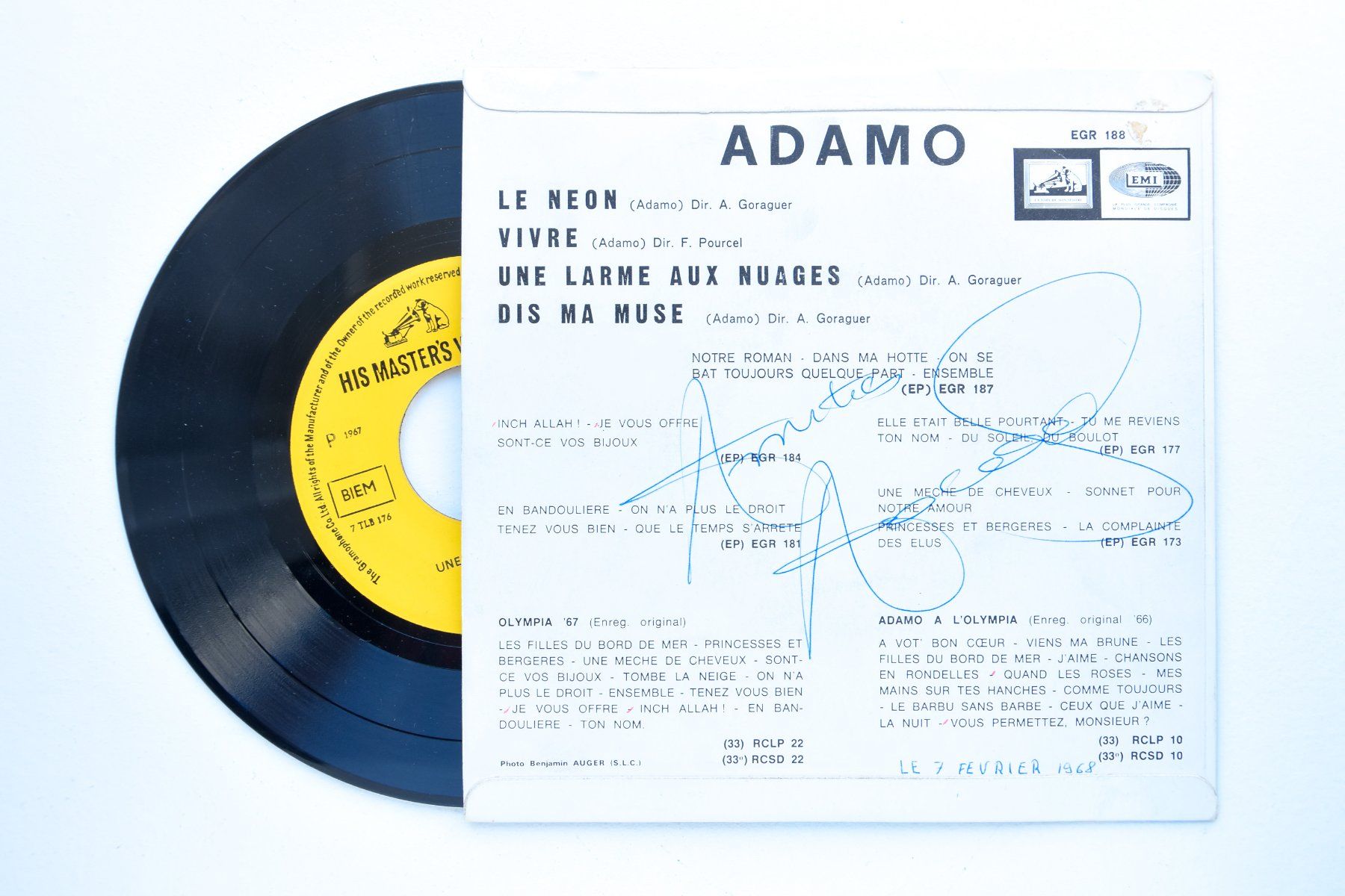 Autografi: Adamo - Disque signé – Usato da Belmont-sur-Yverdon venduto da ag97