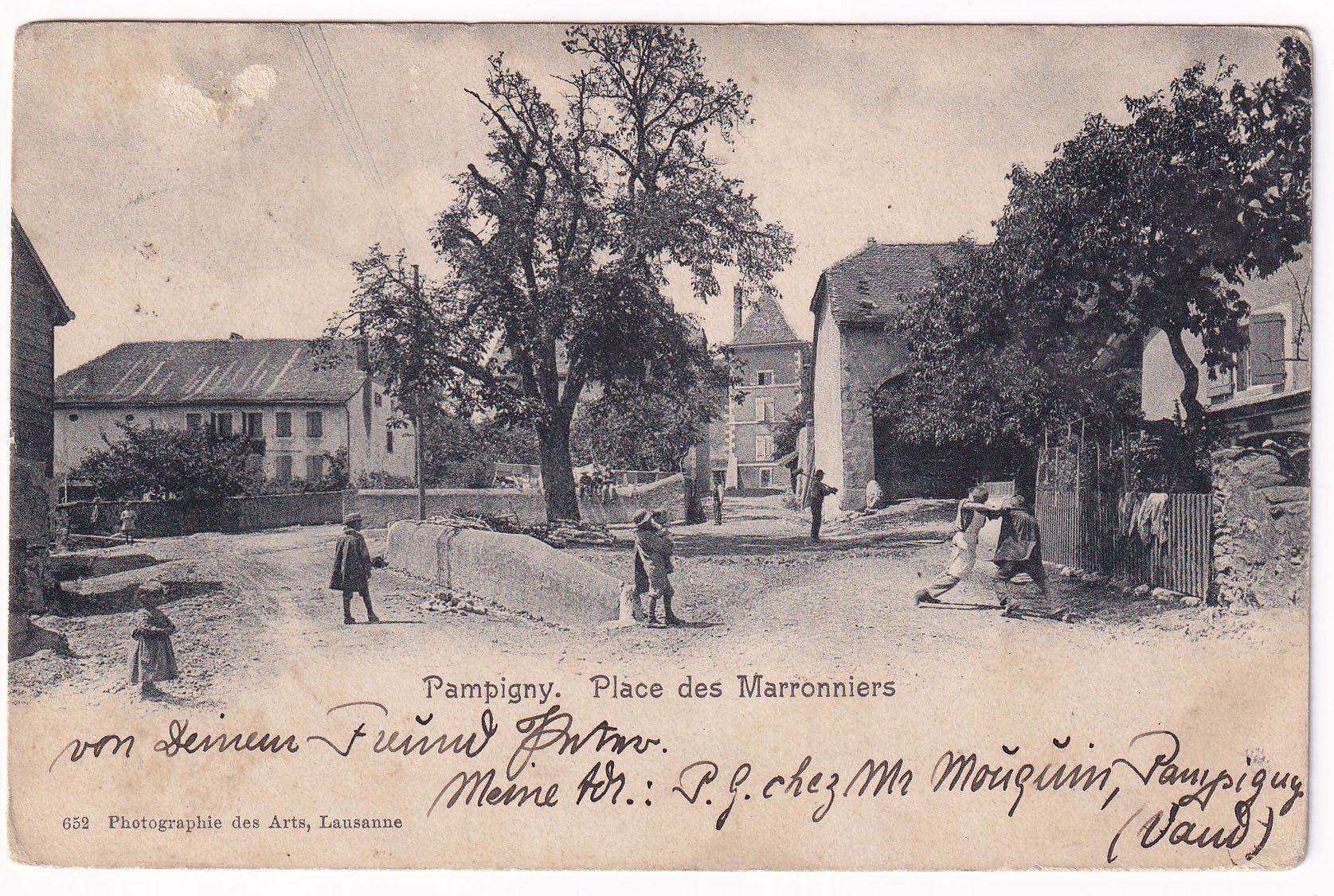 Cartoline postali: Pampigny. Place des Marronniers.  1909 – Difettoso da Cormoret venduto da Pascalll2001