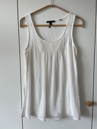 Weisses zero Sommer-Top "Thea" mit Pailletten, Gr. 36
