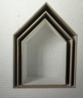 Set of 3 Wooden House Shaped shelves