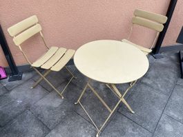 Gartenmöbel Set 2 Stühle 1 Tisch gelb Metall