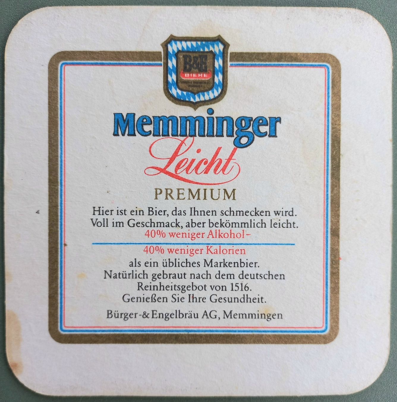 Untersetzer: Bierdeckel - Memminger - 80er Jahre - D – Gebraucht aus Niederuzwil von lubimaja 1