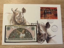 Banknoten Brief Uganda 5 Shillings