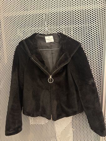 Faux fur jacket black with hood size S