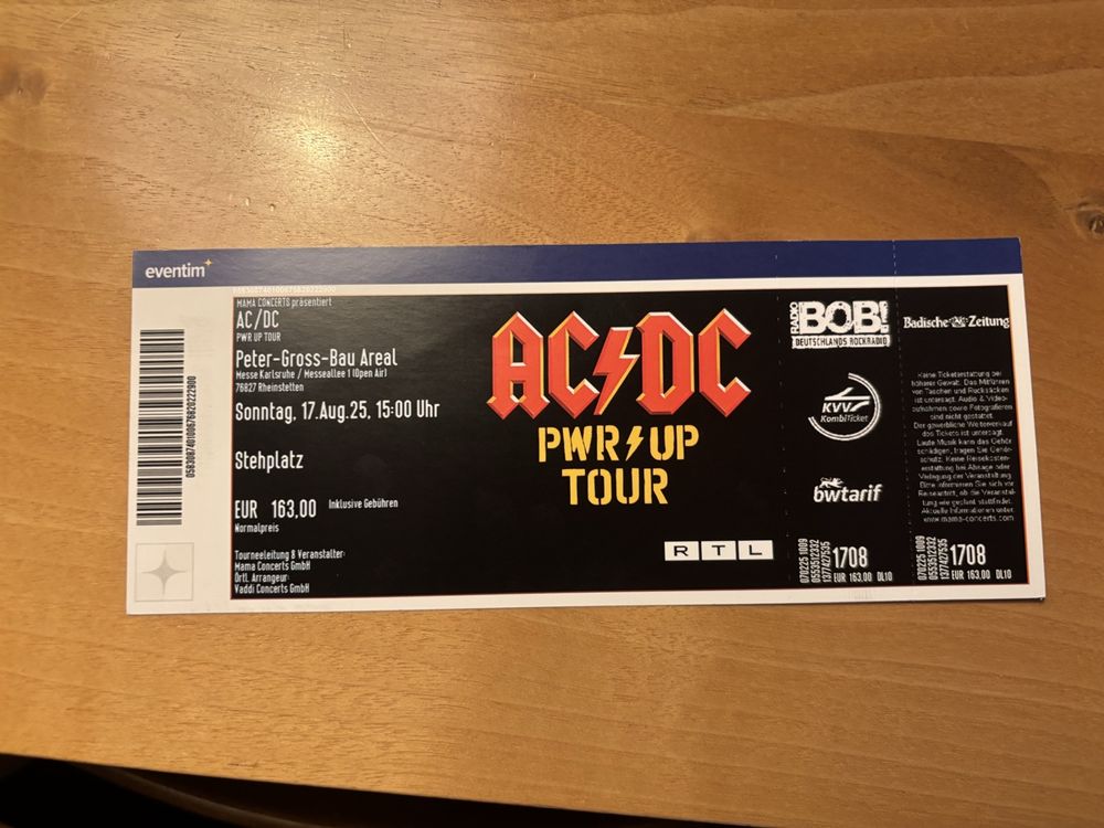 2 AC/DC Ticket, 17. August 2025, Stehplatz zu verkaufen! (Neu und ...