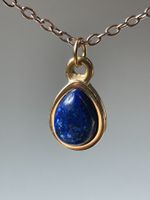 Lapislazuli Kette&Anhänger Edelstahl 18k vergoldet