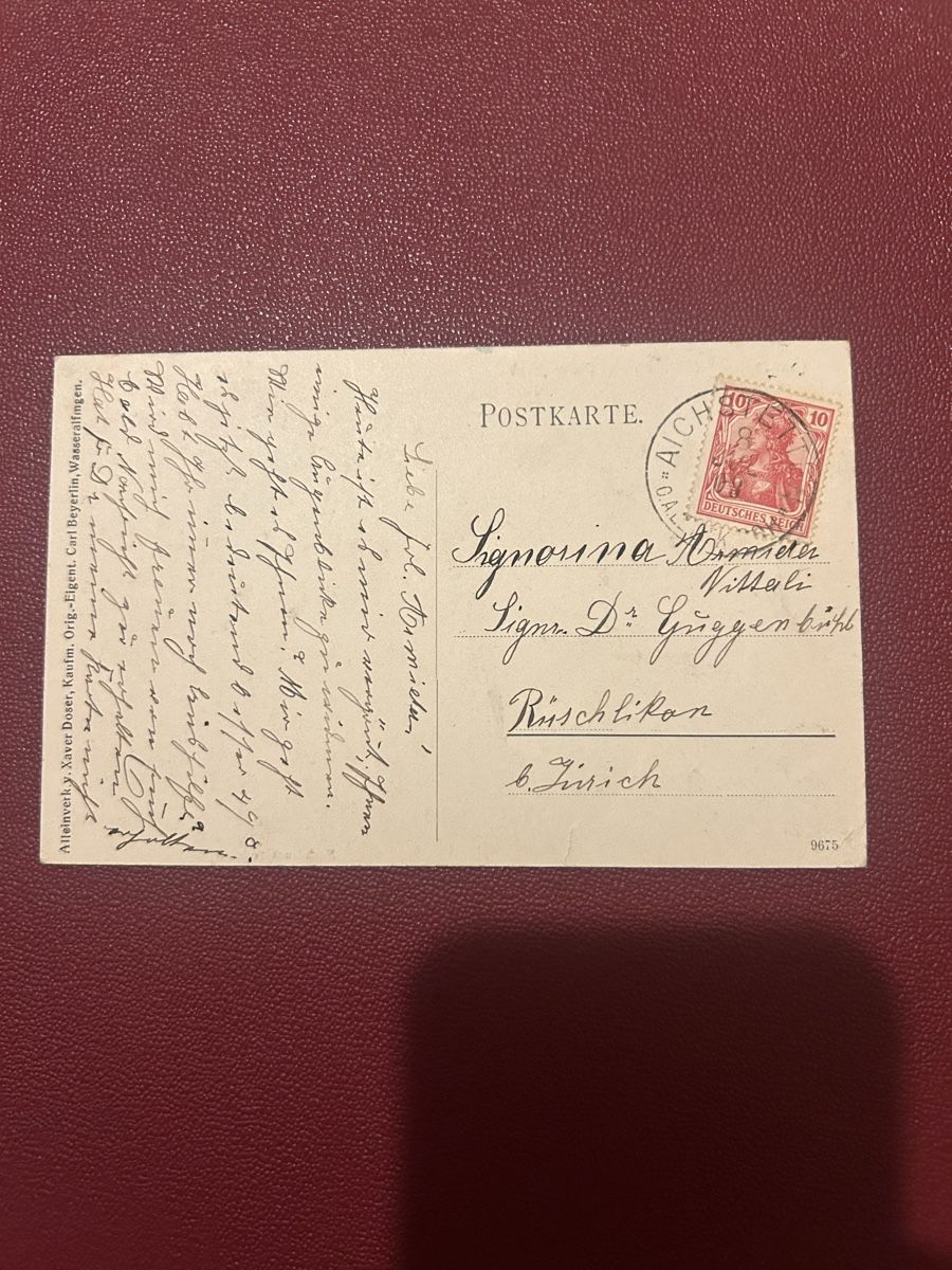 Ansichtskarten: Gruss aus Aichstetten 1908 – Gebraucht aus Breganzona von Milesbo 1