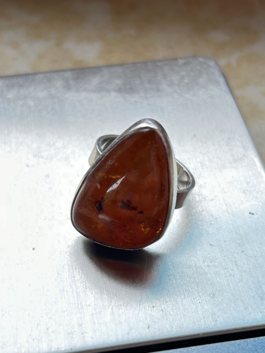 Anelli: Bernstein Ring, 835 Silber, Vintage Gr. 56 – Usato da Laufen venduto da Bellebellezza 3