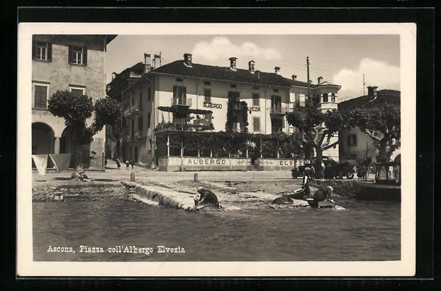 Cartes postales: AK Ascona, Piazza coll'Albergo Elvezia – D'occasion à Berlin par bartko-reher