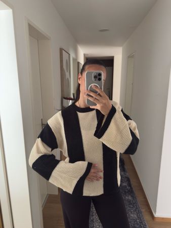 Pullover Streifen Schwarz/Creme