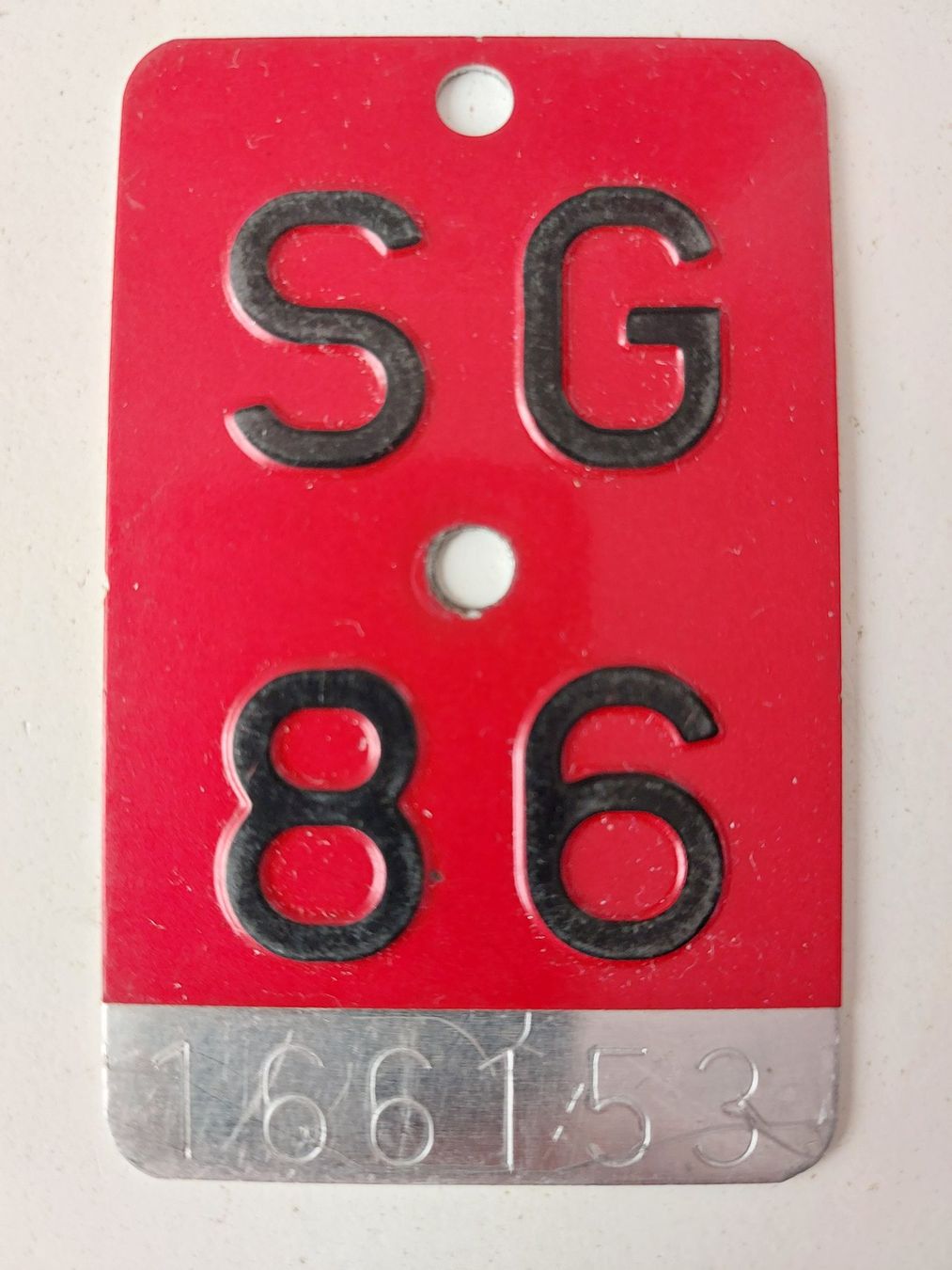 Sachs Insegne: Velonummer SG 86 plaque Velo – Usato da Schenkon venduto da Uhu007