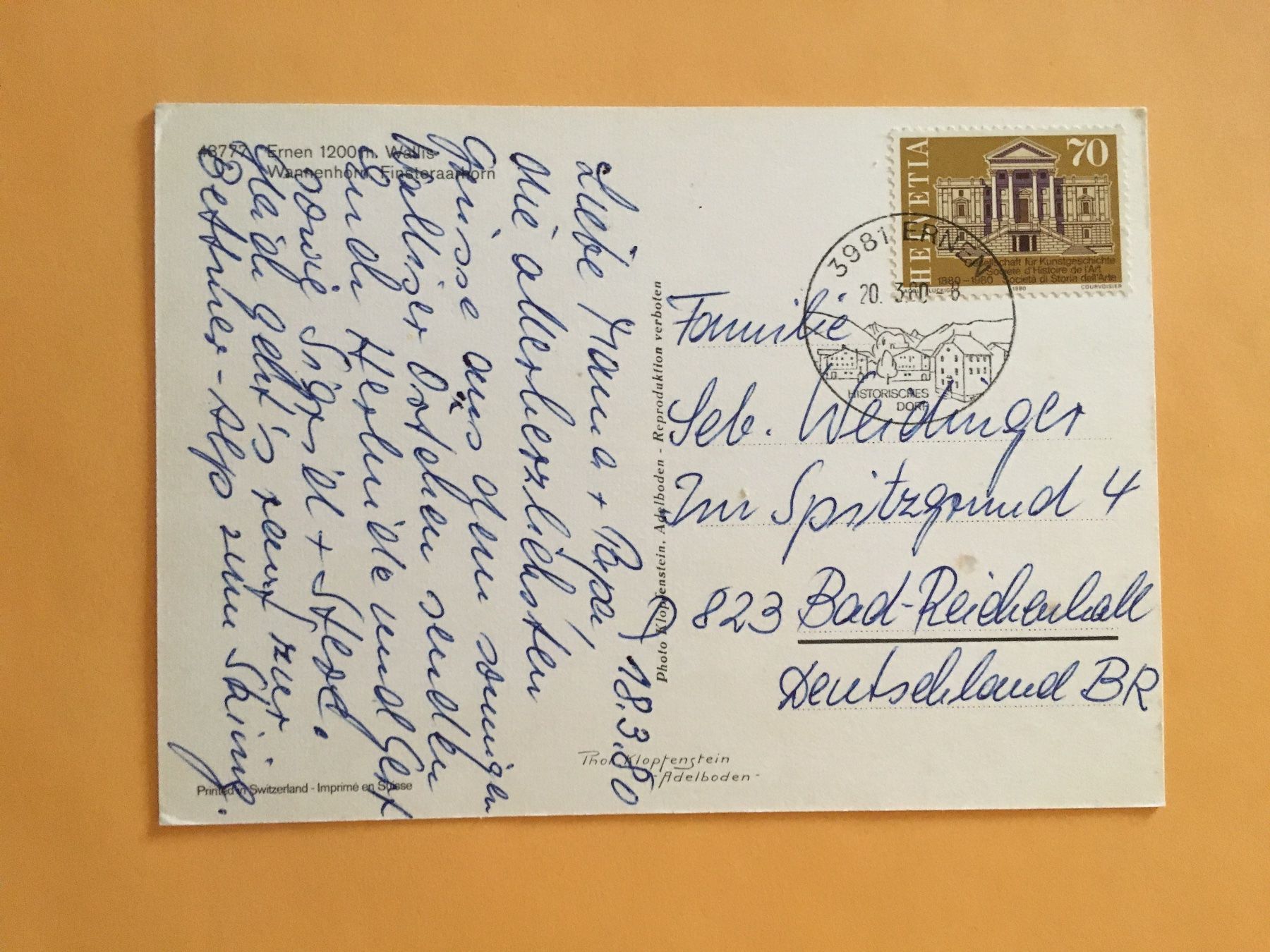 Ansichtskarten: Ernen Wallis Winter 1980 – Gebraucht aus Küttigen von Melisch1000 1