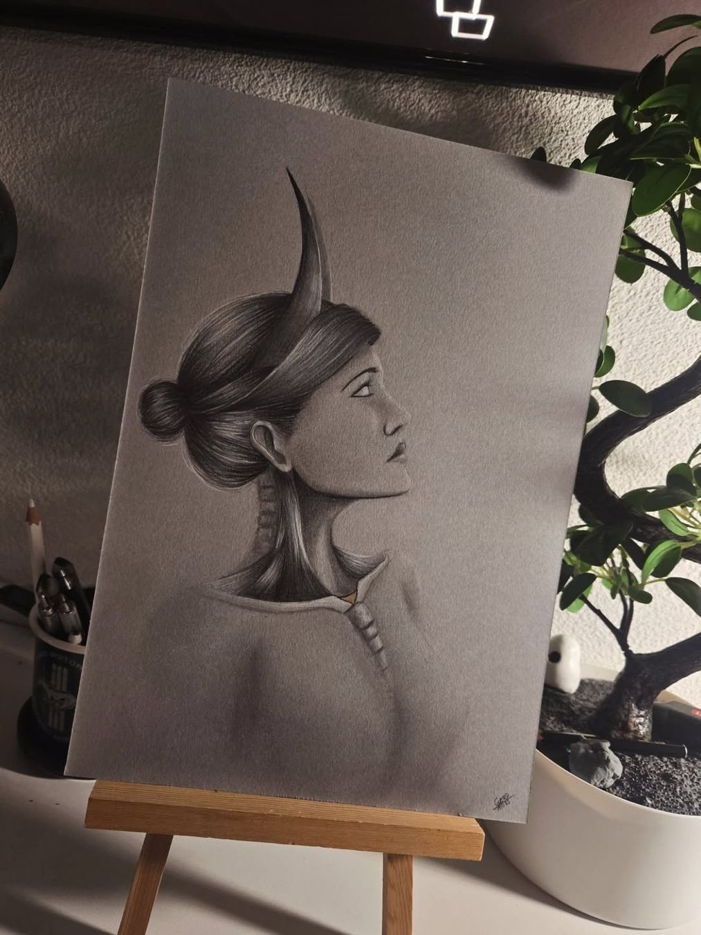 Dipinti: Portrait Femme à cornes – Nuovo (secondo la descrizione) da Delémont venduto da Guerd.Art