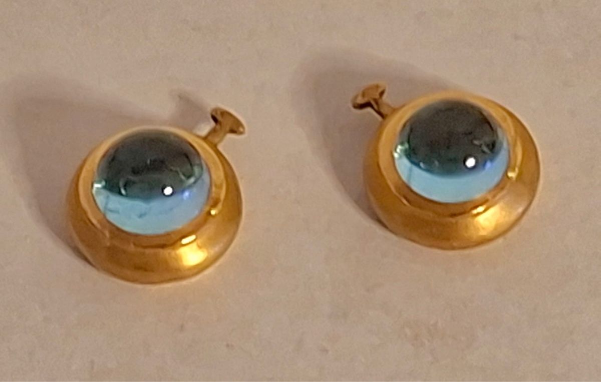 Ciondoli: 2 Einhänger 750 er gelbgold mit hellblauem Glas – Nuovo (secondo la descrizione) da Root venduto da My.Immobilia 4