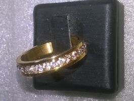 ring edelsthal 316L,,,VERGOLDET,,MIT WEISS KRISTALL