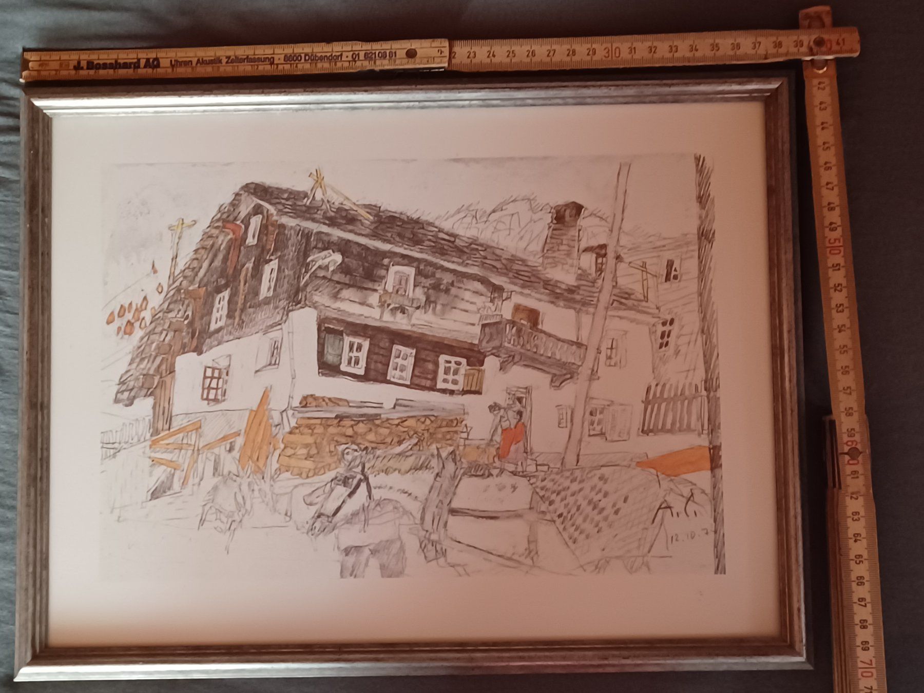 Foto & Immagini: Kunstmappe von A. Carigiet "Bündner Häuser" 2 Blatt gerahmt – Usato da Herisau venduto da ugr_prb5 3