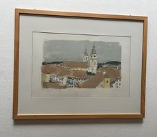 2 grosse Litho Zender, Stadtkirche Winterthur + Silberdistel