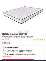 Matratze CELESTA SOLSTICE 160x200cm Schaum neu