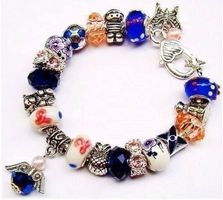 Armband Arm Band Silber Beads Perlen Perle Blau Bär Ananas
