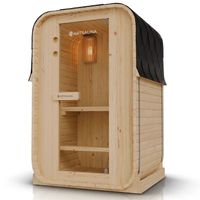 Outdoor Fasssauna BARI S mit Ofen (3,6kW) - 120x128x194cm