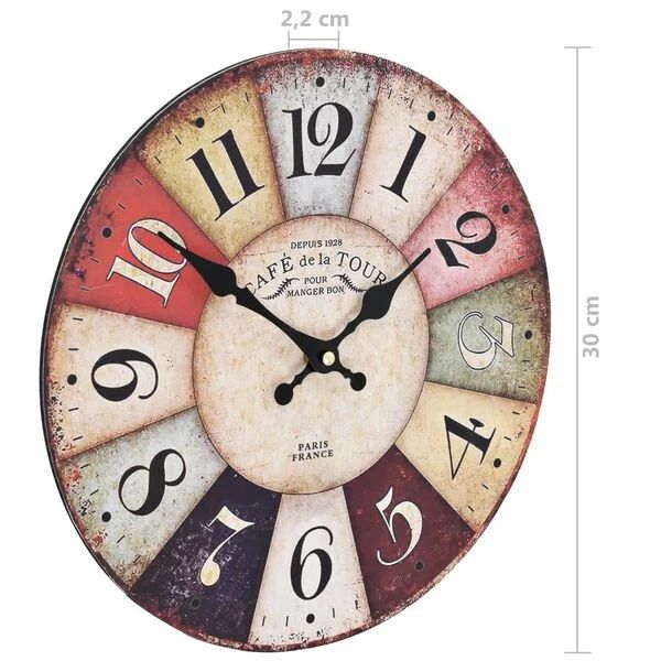 Orologi da terra & Orologi da parete: Wanduhr Vintage Bunt 30 cm – Nuovo e nell'imballaggio originale da Bühler venduto da DealHaus_Ostschweiz 4