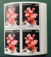 4er Block Briefmarken aus Monaco Mediterrane Fauna 1980