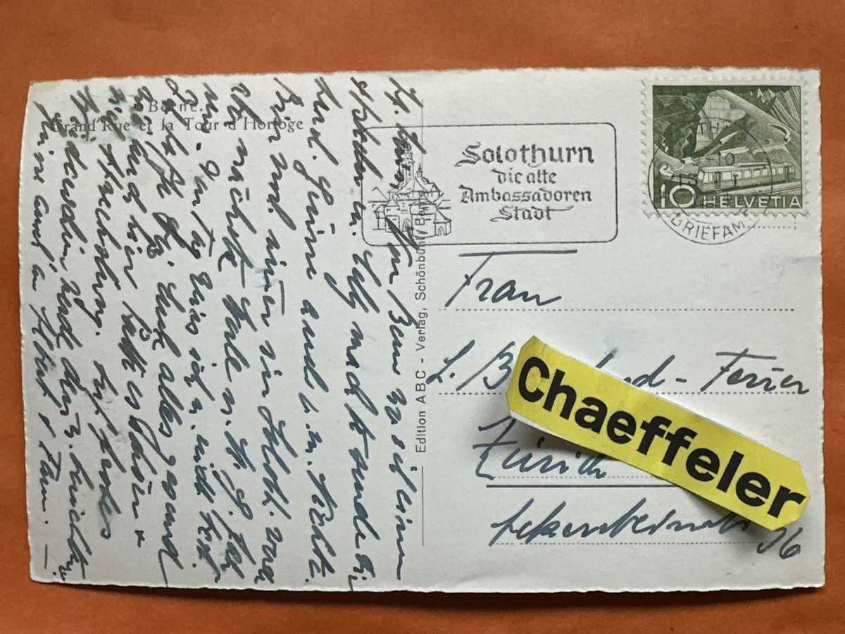 Ansichtskarten: Alte Ansichtskarte Bern, Kramgasse mit Zytgloggeturm. – Gebraucht aus Zürich von Chaeffeler 1