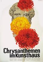 Kunstausstellungsplakat Kunsthaus Chrysanthemen 1937 Zürich