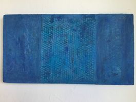 Bild blau Unikat 56 x 30 Papierkunst