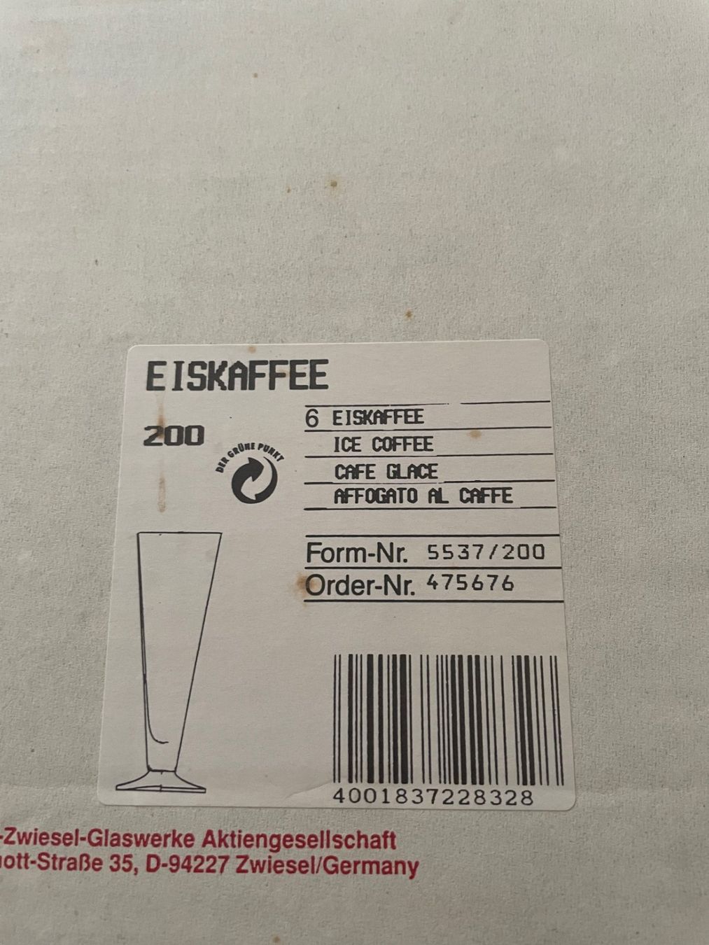 Zwiesel Bicchieri: 48 Eiskaffee Glas Gläser Zwiesel – Usato da Altendorf venduto da Esmaan 1