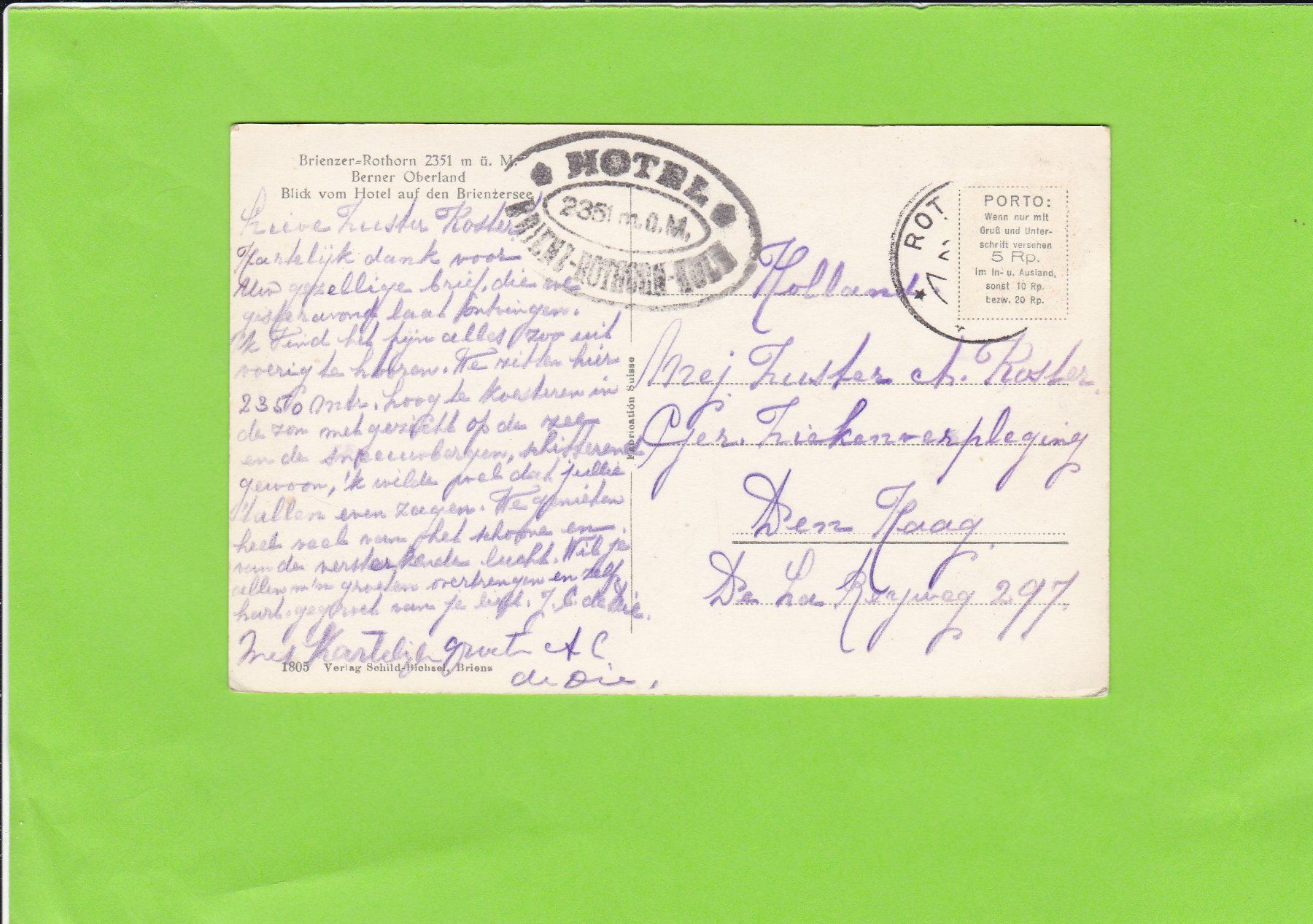 Cartoline postali: Brienzer Rothorn – Usato da St. Peterzell venduto da neckertal 1