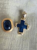 Vintage Ohrclips mit Kreuz Anhänger, Goldfarben, Top