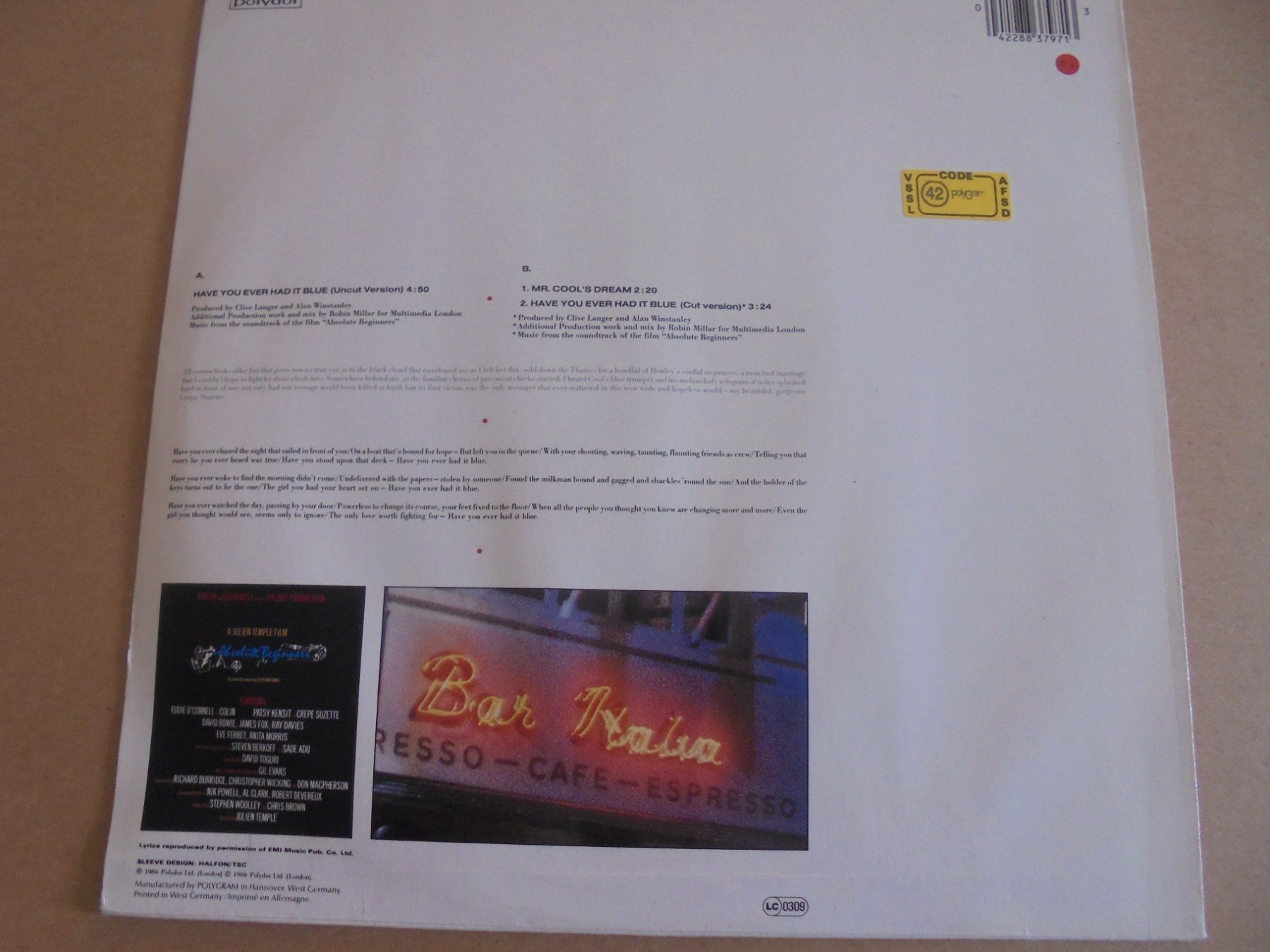 Schallplatten: " Have you ever had it blue " B.O Absolute beginners /Maxi – Gebraucht aus Crissier von Promopost 1