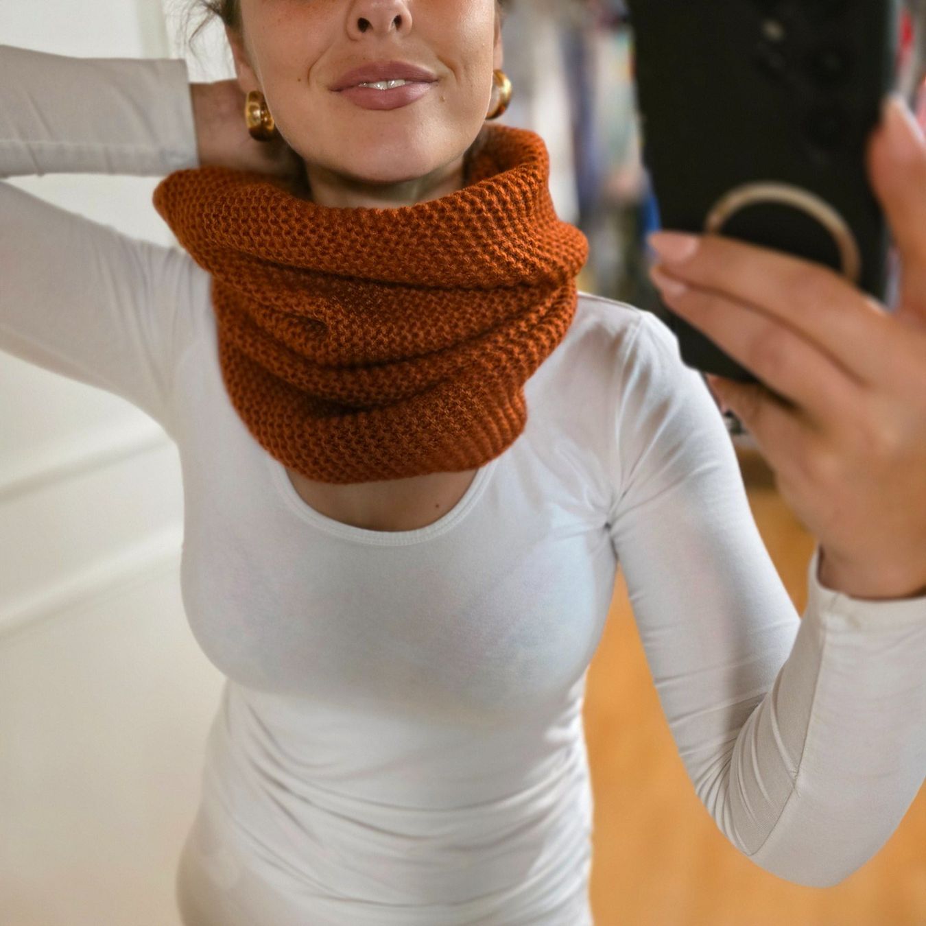 H&M Foulard & Sciarpe: H&M Loop-Schal Zimtbraun One Size – Usato da Wald ZH venduto da CapLux 1