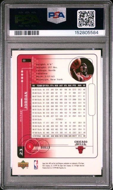 Jordan Sammelbilder & Trading cards: 1999 Upper Deck MVP-Michael Jordan-Silver Script-Promo PSA 9 – Neu und originalverpackt aus Dorénaz von swisskid_cards 1