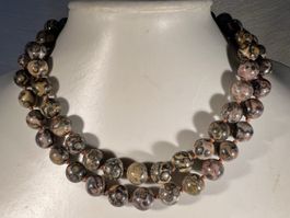 Collier vintage en Jaspe orbiculaire ou jaspe léopard