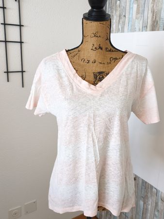 Esprit T-Shirt rosa weiss Grösse S Leinen-Mix 