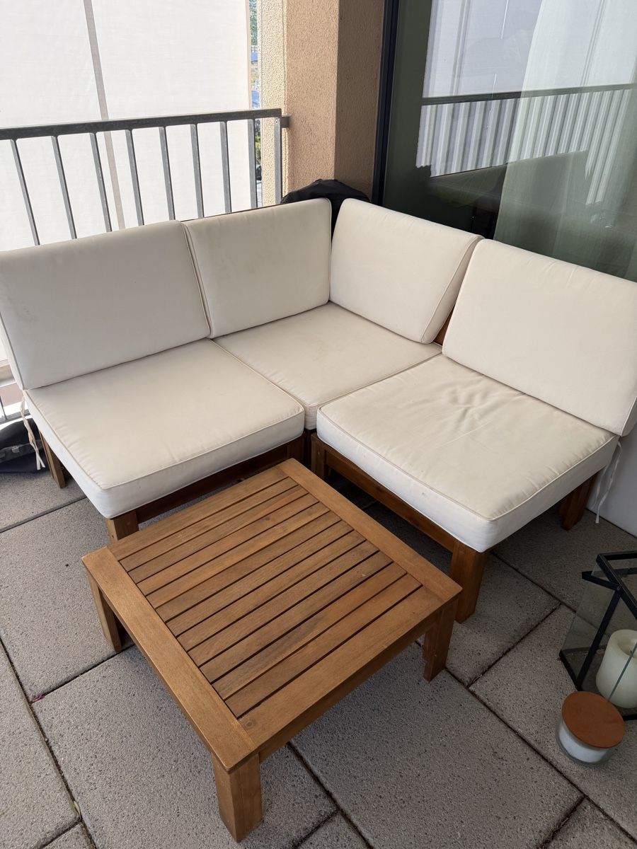 Sofas: Ecksofa Balkonmöbel Holz mit Tisch gebraucht – Gebraucht aus Wallisellen von jul_w8ym