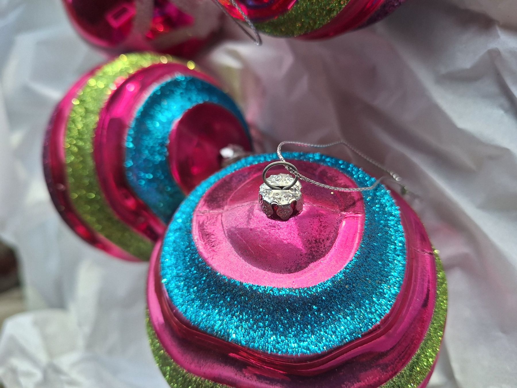 Tutte le decorazioni: 5 STK BUNTE WEIHNACHTSBAUMKUGELN CHRISTBAUMKUGELN – Usato da Huttwil venduto da Kunterbuntli 3