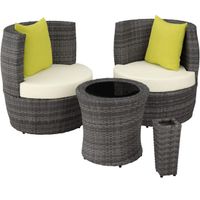 Alu Rattan Sitzgruppe 4 Personen Gartenmöbel Set OLVANTA
