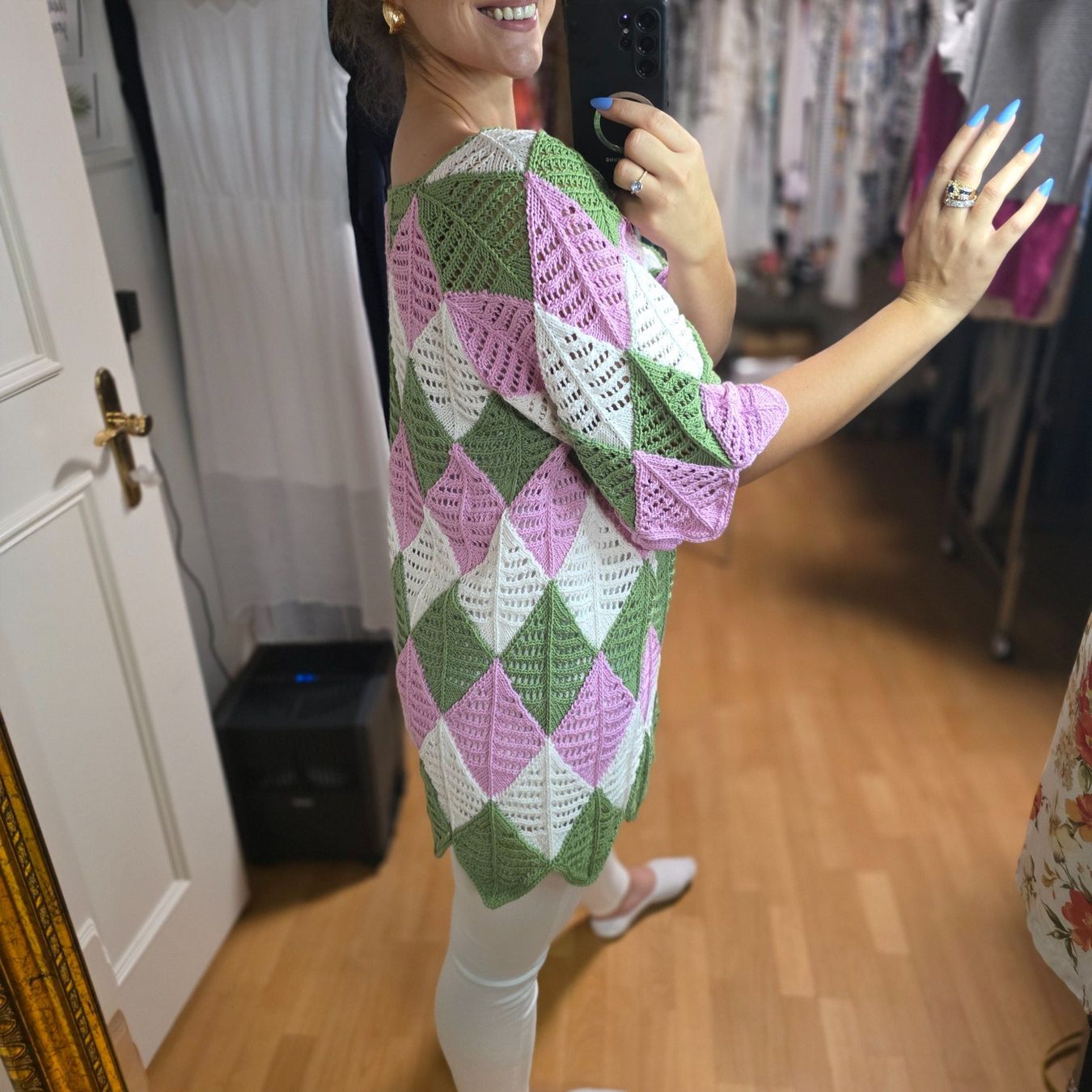 Camicette: Handgestrickte Baumwoll-Bluse L/XL, einzigartiges Design – Usato da Wald ZH venduto da CapLux 2