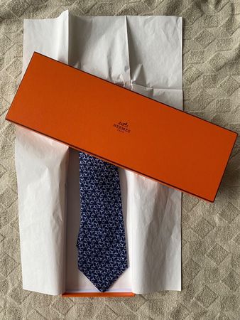 Original HERMÈS Paris Krawatte  - 100 % Seide - inkl. Box