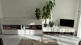 Modulares TV-Möbel / Sideboard Set Weiss Hochglanz – 2-teil