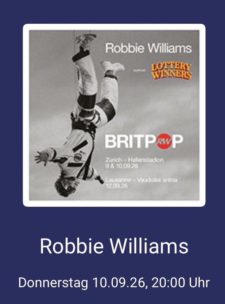 Biglietti: Robbie Williams // 10.09.26 // 2 Sitzplatztickets  – Nuovo (secondo la descrizione) da Uznach venduto da saes13