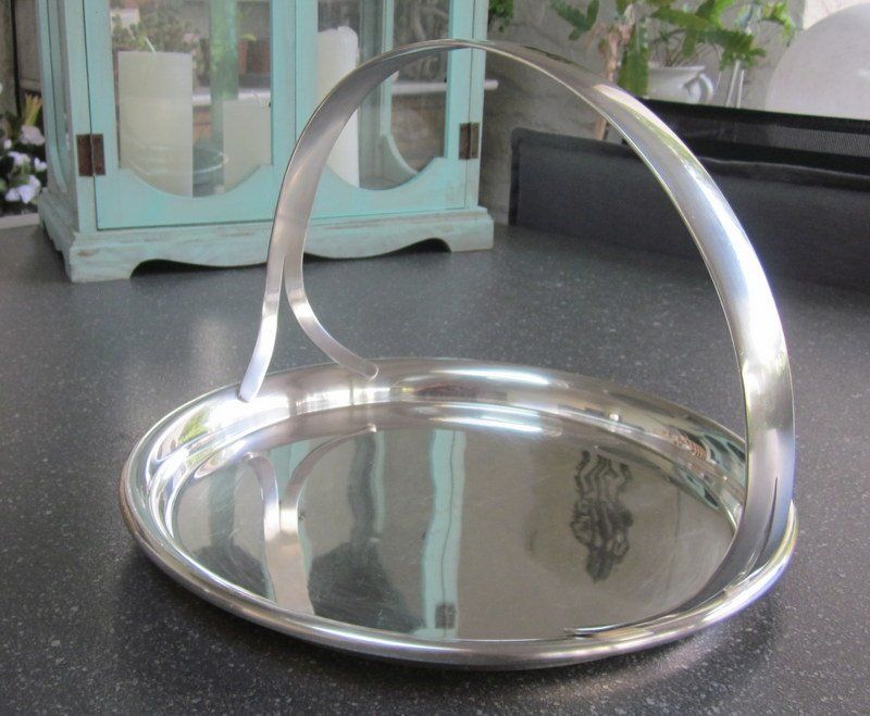 Plateaux: Versilbertes Henkel-Tablett, Henkelschale, D=29 cm – D'occasion à Bischofszell par raika 5