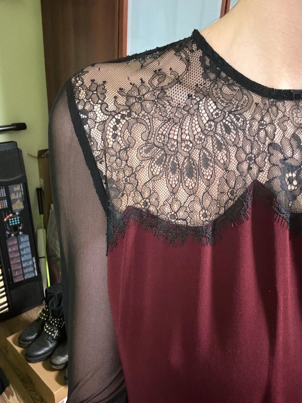 Sandro Vestiti: Sandro dark red lace dress size 2 – Nuovo (secondo la descrizione) da Genève venduto da Bella_909 3
