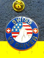 SWISS V 8 DRIVER USA AUTO PIN LOGO ENAMEL 3cm GROSSS GOLDIG