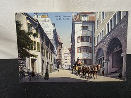 Ansichtskarte St. Moritz Strasse Wehrli AG antik gebraucht